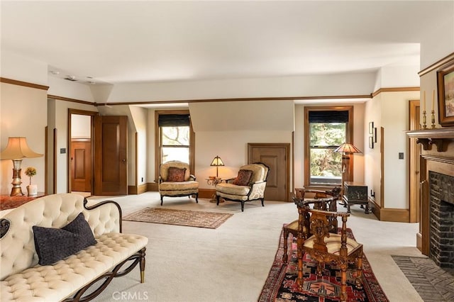 11 La Linda Dr, Long Beach, CA 90807 - living room with carpet floors, a fireplace, and plenty of natural light