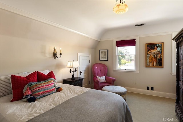 11 La Linda Dr, Long Beach, CA 90807 - bedroom featuring lofted ceiling, baseboards, and carpet flooring
