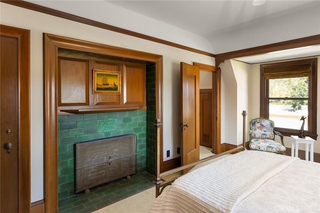 11 La Linda Dr, Long Beach, CA 90807 - bedroom featuring a fireplace with flush hearth and baseboards