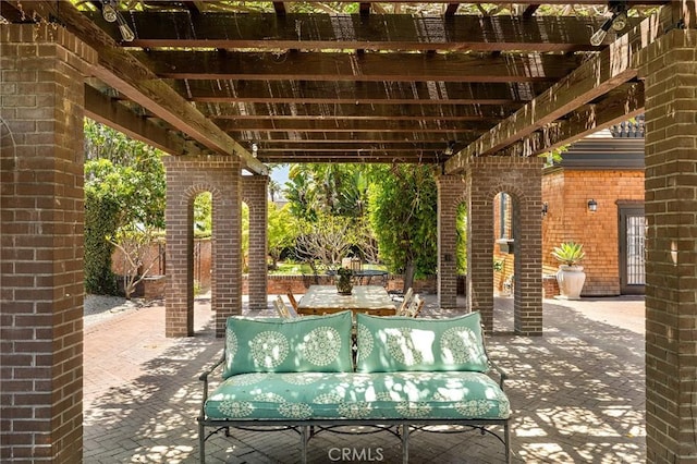 11 La Linda Dr, Long Beach, CA 90807 - view of patio with outdoor dining space and a pergola