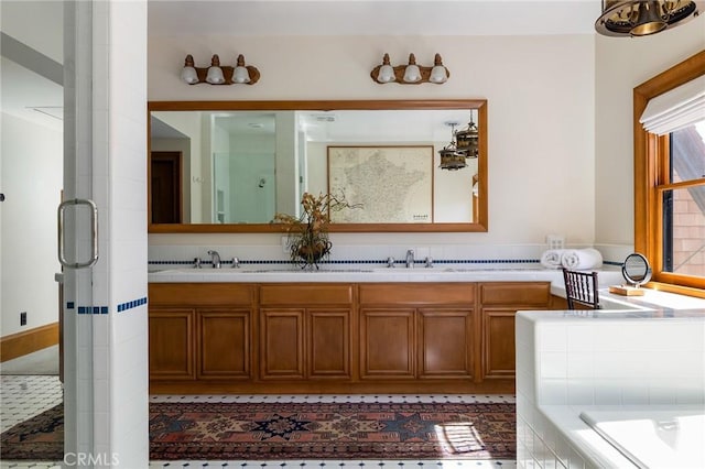 11 La Linda Dr, Long Beach, CA 90807 - full bath with double vanity, tiled bath, and a shower stall
