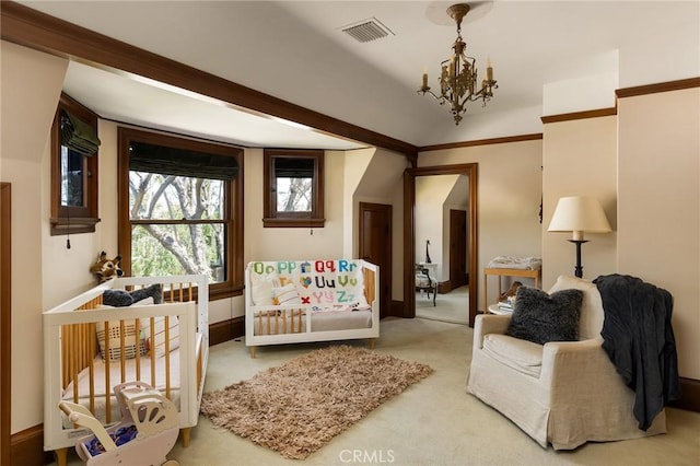 11 La Linda Dr, Long Beach, CA 90807 - carpeted living room featuring a chandelier and baseboards