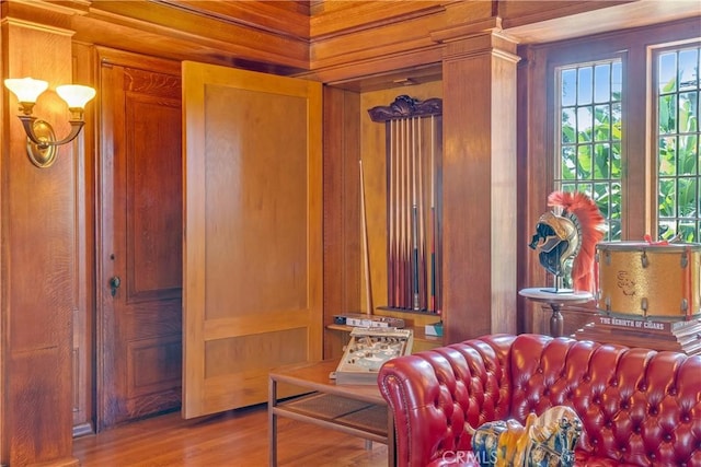 11 La Linda Dr, Long Beach, CA 90807 - sitting room with wood finished floors and wood walls