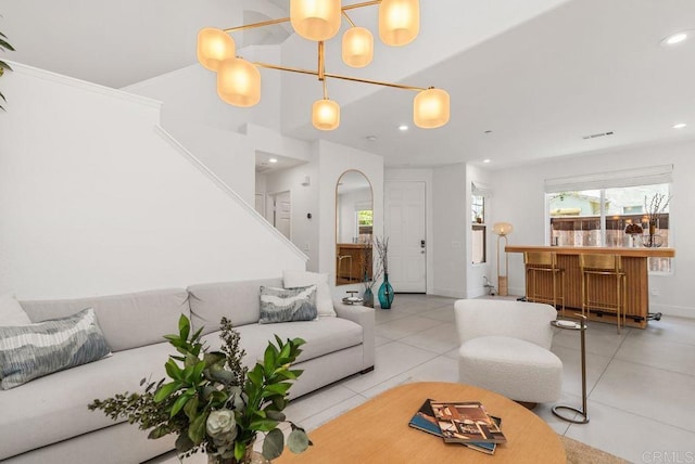 16863 Abundante St, San Diego, CA 92127 - living area featuring healthy amount of natural light, recessed lighting, tile patterned flooring, and baseboards