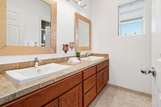 16863 Abundante St, San Diego, CA 92127 - full bath featuring double vanity, baseboards, and tile patterned flooring