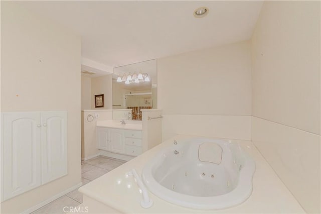 4394 Dina Ct, Cypress, CA 90630 - bathroom featuring a whirlpool tub, vanity, and tile patterned floors