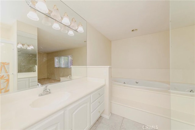 4394 Dina Ct, Cypress, CA 90630 - full bath with tile patterned flooring, vanity, and a bath
