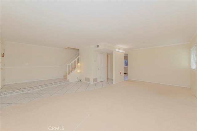 4394 Dina Ct, Cypress, CA 90630 - unfurnished living room featuring baseboards, stairs, and tile patterned floors
