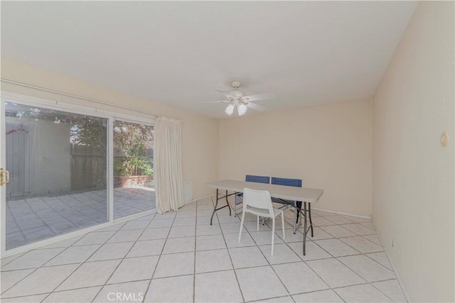 4394 Dina Ct, Cypress, CA 90630 - dining space featuring a ceiling fan, light tile patterned floors, and baseboards