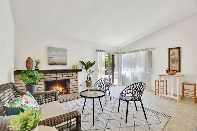 30124 Casa Chata Pl, Temecula, CA 92592 - living room featuring lofted ceiling and a fireplace