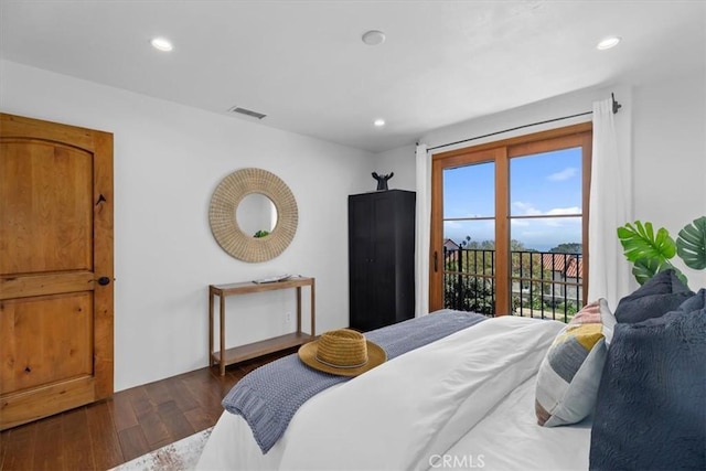 364 Via Almar, Palos Verdes Estates, CA 90274 - bedroom featuring dark wood-style floors, recessed lighting, and access to exterior