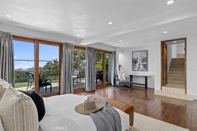 364 Via Almar, Palos Verdes Estates, CA 90274 - bedroom with access to outside, recessed lighting, and wood-type flooring
