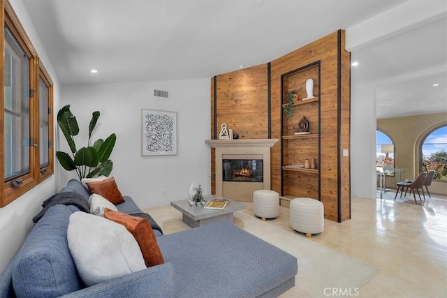 364 Via Almar, Palos Verdes Estates, CA 90274 - living room featuring recessed lighting and a glass covered fireplace
