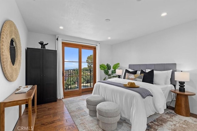 364 Via Almar, Palos Verdes Estates, CA 90274 - bedroom with access to outside, wood-type flooring, and recessed lighting