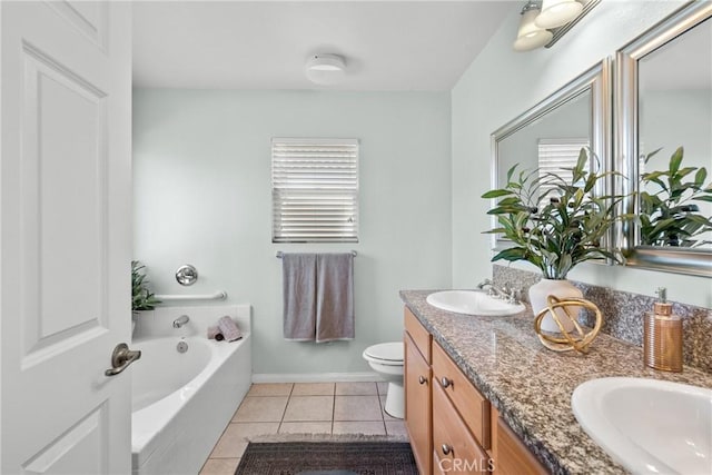 15721 Cobalt St Unit 118, Sylmar, CA 91342 - bathroom featuring tile patterned floors, double vanity, and a garden tub