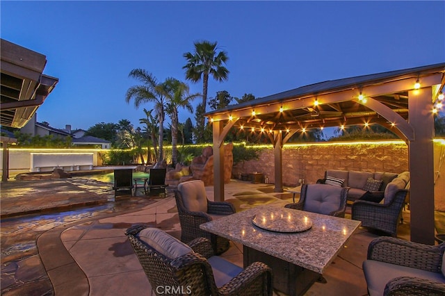 4374 Mahogany Cir, Yorba Linda, CA 92886 - patio at night with an outdoor hangout area and a patio