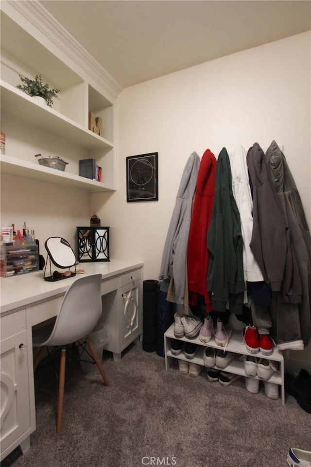 4374 Mahogany Cir, Yorba Linda, CA 92886 - office area featuring dark carpet and built in desk