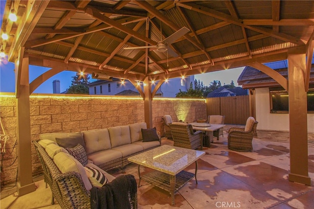 4374 Mahogany Cir, Yorba Linda, CA 92886 - fenced backyard featuring a gazebo, an outdoor hangout area, and a patio