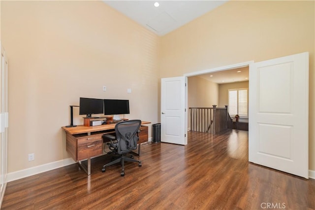 43 Lupari, Irvine, CA 92618 - office featuring wood finished floors, a towering ceiling, and baseboards