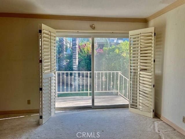 30417 Golden Gate Dr, Canyon Lake, CA 92587 - empty room with carpet floors and ornamental molding