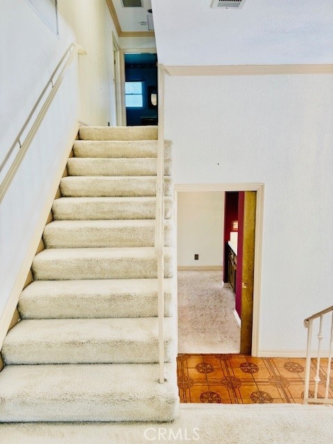 30417 Golden Gate Dr, Canyon Lake, CA 92587 - stairs featuring baseboards and carpet