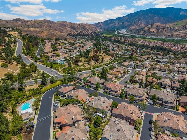 23985 Nicole Way, Yorba Linda, CA 92887 - aerial overview of property's location featuring a mountain backdrop and nearby suburban area