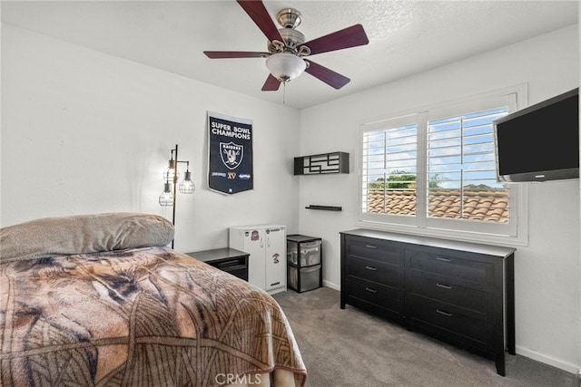 19777 Azure Field Dr, Newhall, CA 91321 - bedroom featuring light colored carpet, baseboards, and ceiling fan