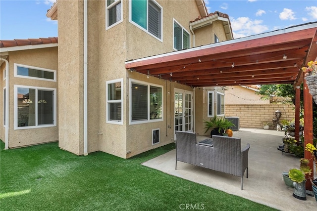 19777 Azure Field Dr, Newhall, CA 91321 - view of patio featuring french doors and central air condition unit