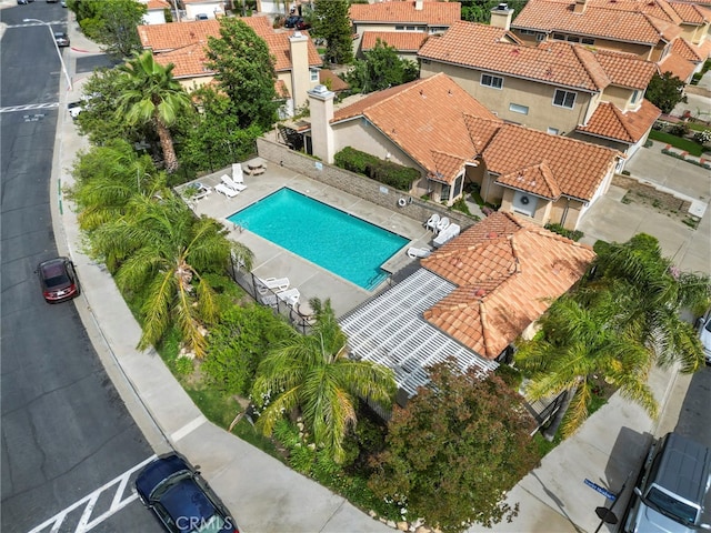 19777 Azure Field Dr, Newhall, CA 91321 - aerial perspective of suburban area featuring a pool
