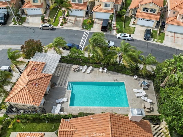 19777 Azure Field Dr, Newhall, CA 91321 - aerial perspective of suburban area with a pool area