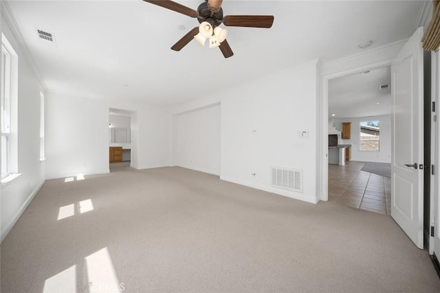 1824 Nathan Way, Nipomo, CA 93444 - spare room featuring light colored carpet, ceiling fan, baseboards, and ornamental molding