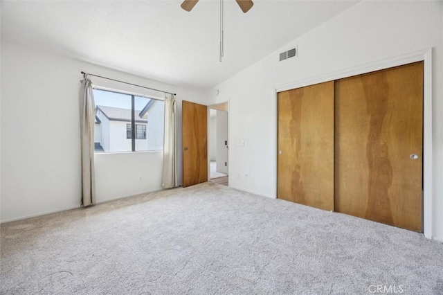 10710 El Camino Real Unit 17, Atascadero, CA 93422 - unfurnished bedroom featuring carpet flooring, a closet, and a ceiling fan
