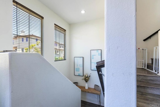 2772 Piantino Cir, San Diego, CA 92108 - staircase with wood finished floors and recessed lighting