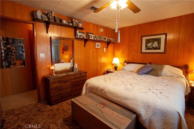 31510 Overhill Dr, Running Springs, CA 92382 - carpeted bedroom with wooden walls
