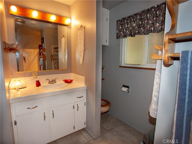 31510 Overhill Dr, Running Springs, CA 92382 - bathroom with vanity, tile patterned flooring, and toilet