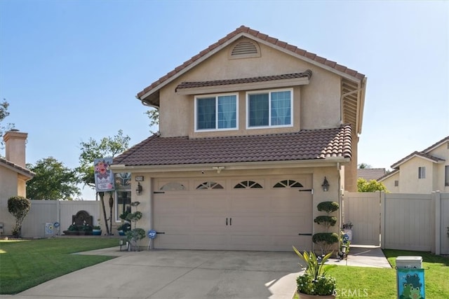 29159 Palm View Ln, Highland, CA 92346 - traditional-style home featuring an attached garage, a tiled roof, driveway, and stucco siding