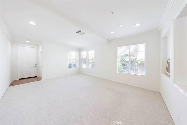 6121 Camino Forestal, San Clemente, CA 92673 - spare room featuring crown molding, carpet floors, and recessed lighting
