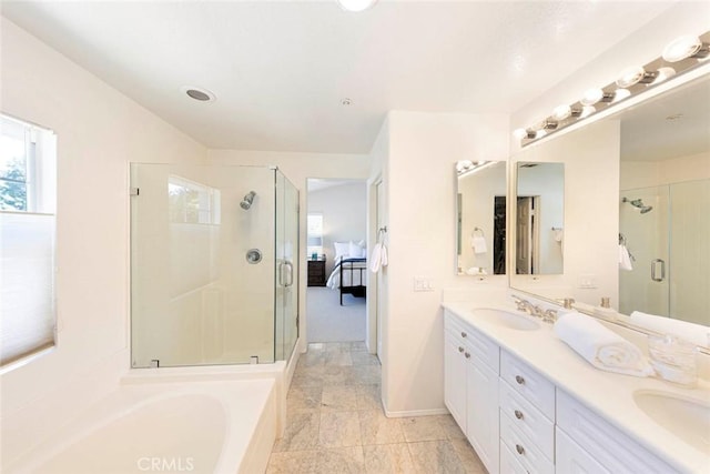 6121 Camino Forestal, San Clemente, CA 92673 - bathroom with double vanity, a stall shower, a garden tub, and ensuite bathroom