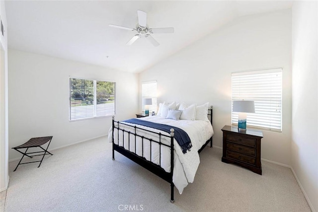 6121 Camino Forestal, San Clemente, CA 92673 - bedroom featuring carpet floors, lofted ceiling, baseboards, and a ceiling fan