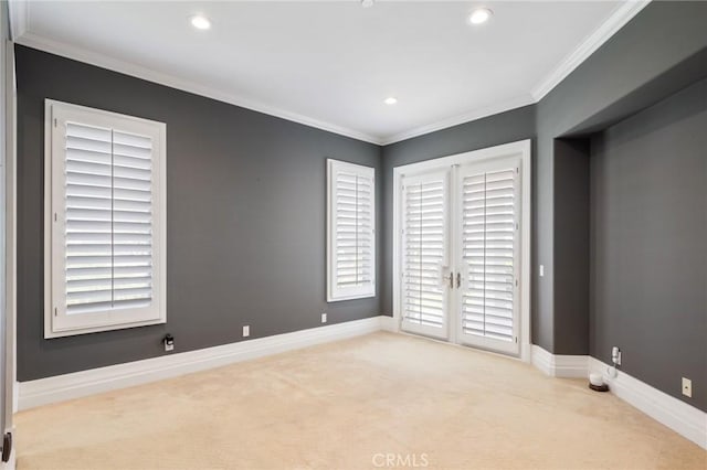 20 Via Del Cielo, Rancho Palos Verdes, CA 90275 - unfurnished bedroom featuring carpet flooring, access to outside, baseboards, crown molding, and recessed lighting