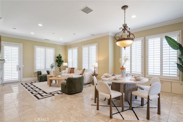 20 Via Del Cielo, Rancho Palos Verdes, CA 90275 - dining space with recessed lighting, ornamental molding, and baseboards