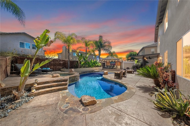 23650 Kathryn St, Murrieta, CA 92562 - view of pool with a patio, a fenced backyard, and a pool with connected hot tub