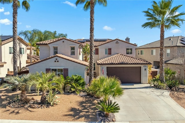 23650 Kathryn St, Murrieta, CA 92562 - mediterranean / spanish home with stucco siding, roof mounted solar panels, and a tiled roof