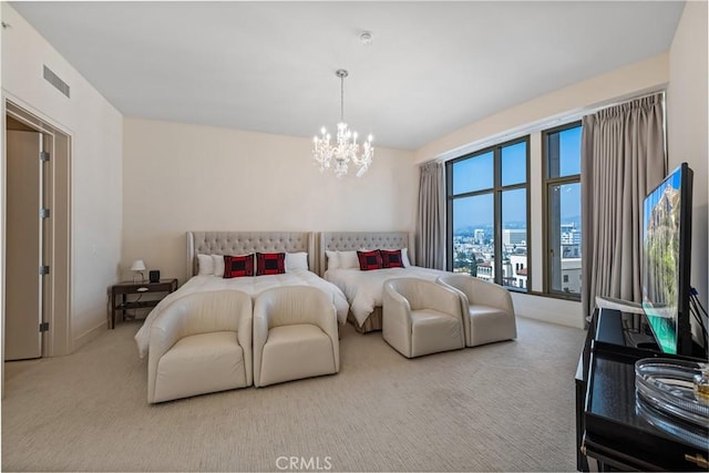 10776 Wilshire Blvd Unit 901, Los Angeles, CA 90024 - carpeted bedroom featuring a chandelier