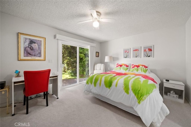 243 N 11th St, Grover Beach, CA 93433 - carpeted bedroom featuring access to outside, a textured ceiling, and ceiling fan