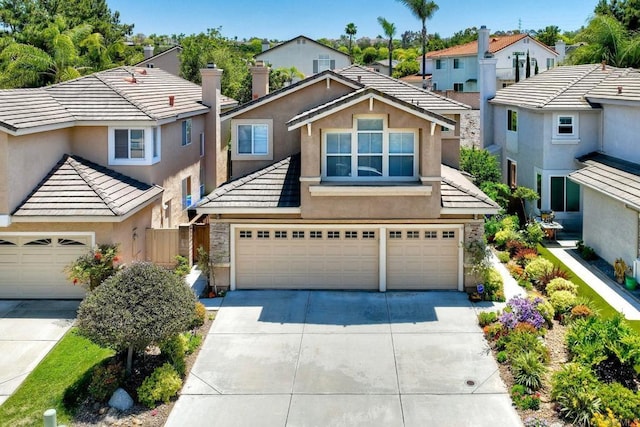 11983 Mountain Pass Rd, San Diego, CA 92128 - traditional-style house featuring driveway, stucco siding, a garage, and a tiled roof