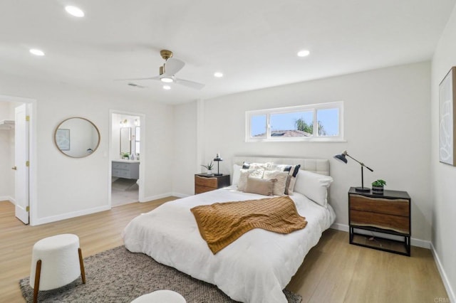 1740 Petra Dr, San Diego, CA 92104 - bedroom with wood finished floors, baseboards, recessed lighting, a spacious closet, and ceiling fan