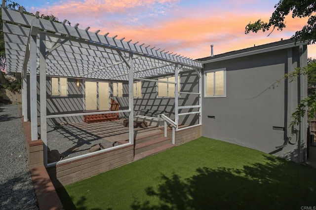 1740 Petra Dr, San Diego, CA 92104 - view of green lawn with a pergola and a patio area