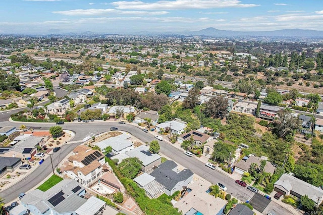 1740 Petra Dr, San Diego, CA 92104 - aerial view of property's location with a mountainous background and nearby suburban area