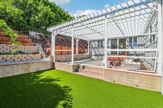 1740 Petra Dr, San Diego, CA 92104 - view of yard with a pergola and a patio area